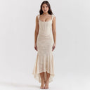 Chic Maxi Dress with Ruffled Accents and Flattering Silhouette