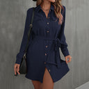 Women's Shirt Dress with Pockets & Tie Belt