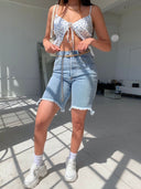 High-Waisted Frayed Hem Denim Shorts for Women