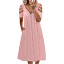 Off-Shoulder Women's Dress with Deep V-Neck Style