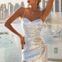 Glittering Fringe Spaghetti Strap Cocktail Dress