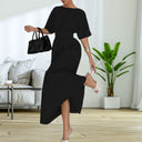 Stylish Midi Dress with Deep Back and Bow Detail