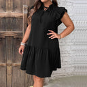 Chic Ruffle Summer Dress with Button Placket