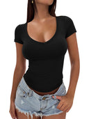 Women's V-Neck Fitted T-Shirt in Stretch Fabric