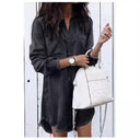Trendy Women's Denim Shirt Dress with Fringe Detail