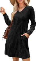 Chic Women's Dress with Vertical Design and Handy Pockets