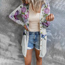 Floral Print Women's Extended Blouse Jacket