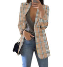 Chic Women's Checked Blazer with Contemporary Design