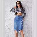 Frayed Hem Denim Skirt for Women - Unique Style
