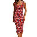 Vibrant Women's Slip Dress with Ruffled Hem Design