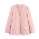 Chic Women's Blazer Jacket with Contemporary Pockets