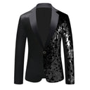 Shimmering Sequin Blazer with Shawl Collar