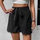 Ladies' Chic Lace-Trimmed Shorts with Tie Belt