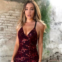 Stunning Women's Sequin Evening Dress with Chic Back Cut