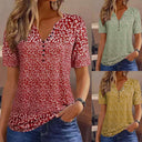 Floral Pattern Short Sleeve Women's Blouse