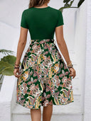 Floral Skirt Dress with Cinched Waist