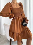 Women's Mini Dress with Puff Sleeves & Ruffles