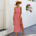 Chic Strapless Women's Maxi Dress with Side Slit