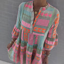 Boho Chic Women's Dress with Woven Patterns and Short Sleeves