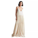 Elegant Women's Maxi Dress: Deep V-Neck & Flowing Skirt