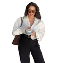 Chic Oversized Blouse with Slim Sleeves