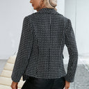 Chic Double-Breasted Blazer with Geometric Check Design