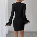 Chic Women's Lace V-Neck Dress with Gathered Design