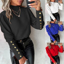Chic Puff Sleeve Blouse with Button Accents