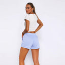 Stylish Women's Striped Cotton Shorts with Elastic Waist