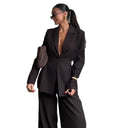 Chic Women's Blazer with Deep V-Neck Design