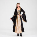 Vintage-Inspired Women's Costume with Flared Sleeves