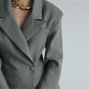 Chic Women's Blazer with Asymmetrical Bow and Deep Neckline