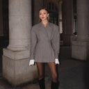 Chic Check Blazer with Double Button Closure