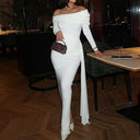 Chic Off-Shoulder Evening Dress with Draped Accent