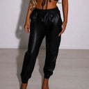 Stylish Faux Leather Jogging Pants for Women