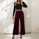 Chic Women's Plush Wide Leg Trousers with Elastic Waist