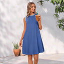 Chic A-Line Dress with Striped Neckline