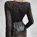Chic Transparent Bodysuit with Leopard Print Design