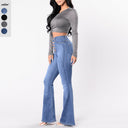 High-Waisted Flared Jeans with Chic Button Detail