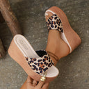 Leopard Print Women's Wedge Sandals with Soft Sole