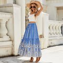 Women's Paisley Print Maxi Skirt with Flouncy Hem