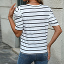 Chic Striped Puff Sleeve T-Shirt for Women