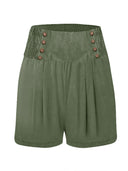Chic High-Waisted Shorts with Button Accent for Women