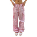 Women's Elastic Waist Cargo Pants with Side Pockets