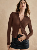 Textured Women's Long Sleeve Blouse