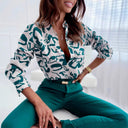 Striped Long Sleeve Blouse with Stylish Button Placket