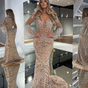 Stunning Evening Dress with Dazzling Fringes and Deep V-Neck