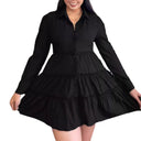 Chic Women's Long Sleeve Shirt Dress with Flowing Hem