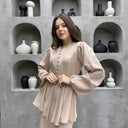 Ruffled Button Placket Dress for Women