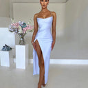 Women's Chic Maxi Dress with Spaghetti Straps and Side Slit